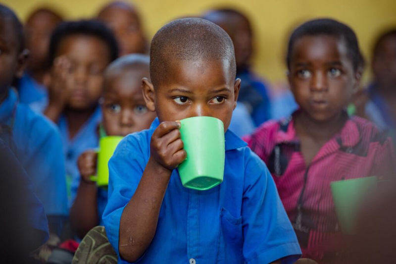 A young child attends school in Burera District, Rwanda.