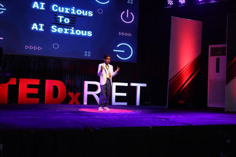 Raul John Aju at a TEDx event.