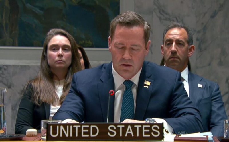 Ambassador Mike Waltz of the United States addresses the Security Council meeting on Iran and the Middle East.