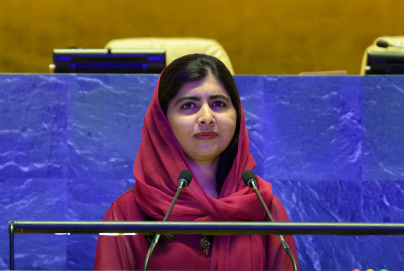 Malala Yousafzai, UN Messenger of Peace and Nobel Laureate, addresses the SDG Moment at the United Nations.